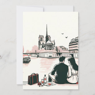 Romantisk Parisisk Picknick Kärlek. Skatta Ögonbli Julkort