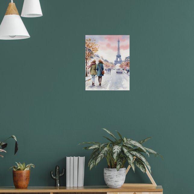 Romantisk parisiskt gatu scenerietryck poster (Vardagsrum 1)