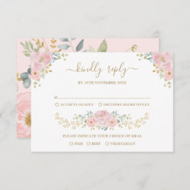 Romantisk Pastel Rosa Botanisk Blommigt Bröllop OS Kort