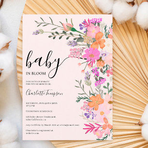 Romantisk pastel vild blommor vår babydusch inbjudningar