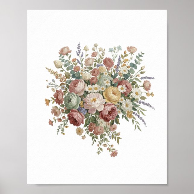 Romantisk Pastell Blommig Canvastryck Poster (Framsidan)