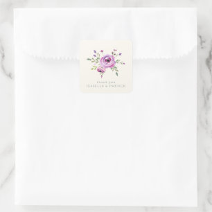 Romantisk Pastell Floral Akvarell Fyrkantigt Klistermärke