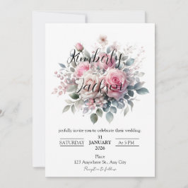 Romantisk Pastell Rosa Ros Blommig Inbjudningar