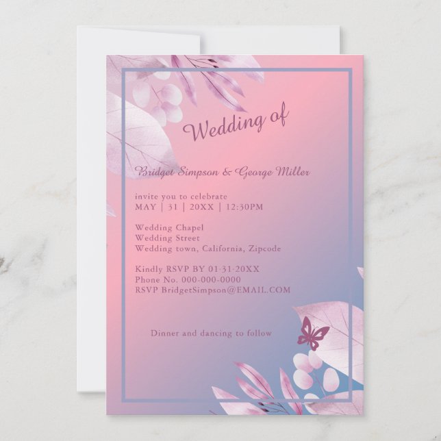 romantisk pastellkörsbär blommar sakura bröllop inbjudningar (Framsida)