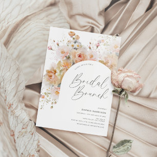 Romantisk Peach Blommigt Arch Möhippa Brunch Inbjudningar