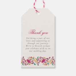 Romantisk Pearl Svan Blommigt Ram Bröllop Presentetikett