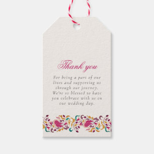 Romantisk Pearl Svan Blommigt Ram Bröllop Presentetikett