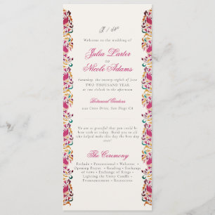 Romantisk Pearl Svan Blommigt Ram Bröllop Program