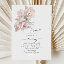 Romantisk  Peony Blommigt Bröllop Ceremony Flyer Inbjudningar