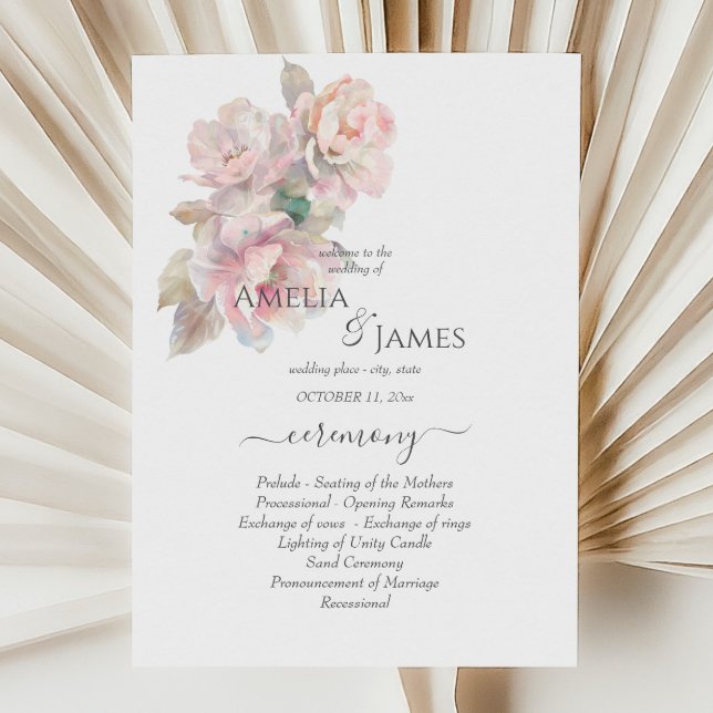 Romantisk  Peony Blommigt Bröllop Ceremony Flyer Inbjudningar (Skapare uppladdad)