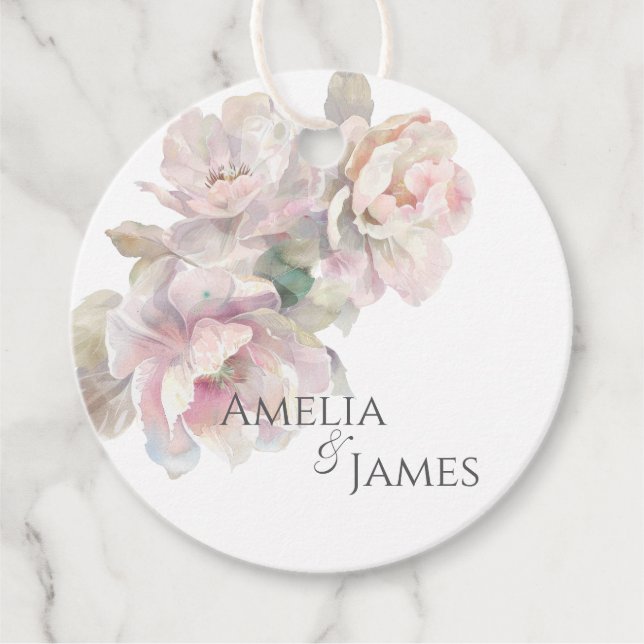Romantisk  Peony Blommigt Bröllop Gåvor Etiketter (Framsida)