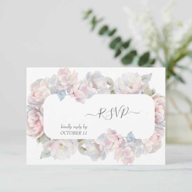Romantisk  Peony Blommigt Bröllop Meal OSA Kort (Stående Fram)