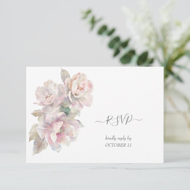 Romantisk  Peony Blommigt Bröllop OSA Kort (Stående Fram)