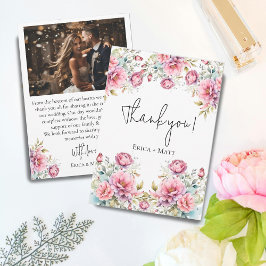 Romantisk Peony Bröllop tackkort Tack Kort