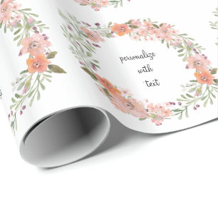 Romantisk persikablommigt presentpapper