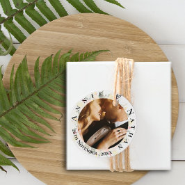 Romantisk persikofärgad Blommigt Söt Foto Bröllop Gåvor Etiketter