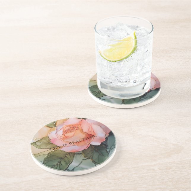 Romantisk persikorosa blomsterbröllopsfest underlägg (Sidan)