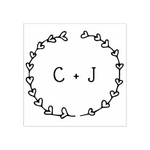 Romantisk Personlig för hjärtkransning Monogram Stämpel