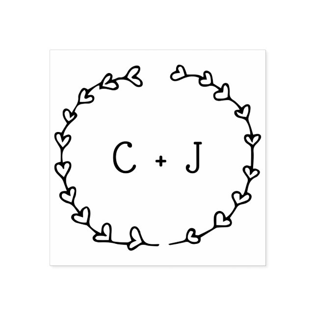 Romantisk Personlig för hjärtkransning Monogram Stämpel (Tryck)
