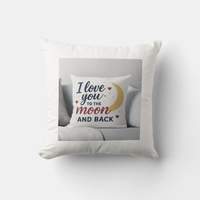 Romantisk Pillow "I Kärlek You to Måne and Back" Kudde (Framsida)