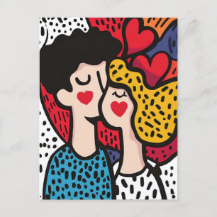 Romantisk Pop Art-illustration av ett kärleksfullt Vykort