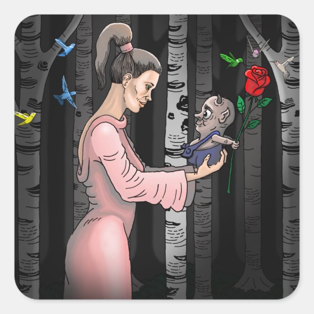 Romantisk prinsessa fyrkantigt klistermärke (Framsida)