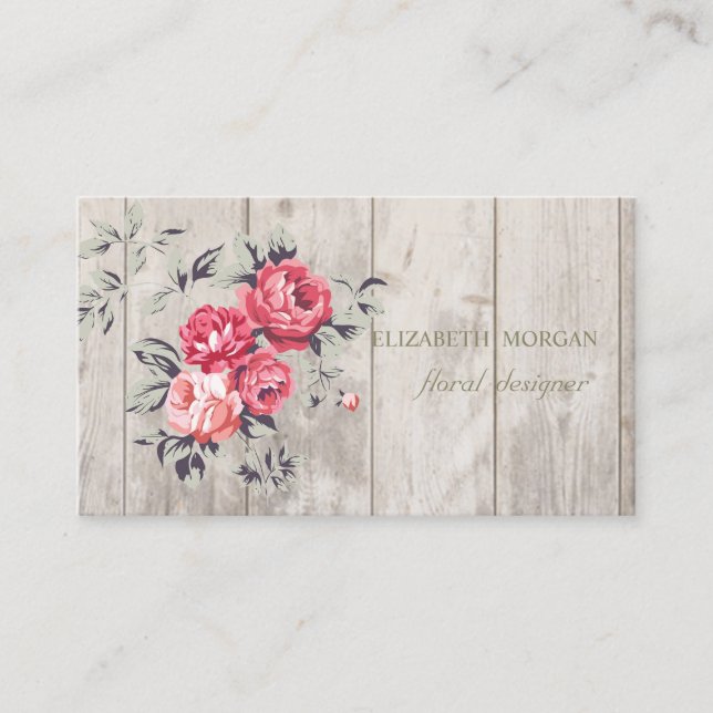 Romantisk professionell ,Blommor,Trästruktur Visitkort (Framsida)