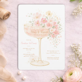 Romantisk Prosecco & Blommor Bröllopsdusch Inbjudningar