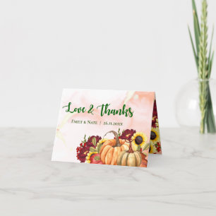 Romantisk Pumpkin Höst löv Fall Wedding Tack Kort