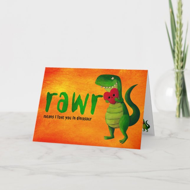 Romantisk RAWR T-rex Dinosaurie Kort (Framsida)