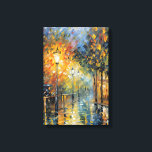 Romantisk Regnig Kvälls Gatu Scen Impressionistisk Canvastryck<br><div class="desc">Fördupa dig i charmören av en romantisk regnig kväll med detta fantastiska konstverk i form av en sträckt canvastryck. Konstverket fångar essensen av impressionismen och visar en livfull gatuscen upplyst av lysande lyktstolpar, skimrande reflektioner och höstliga färger. De detaljerade penseldragsinspirerade texturerna och de lysande färgerna transporterar dig till en lugn...</div>