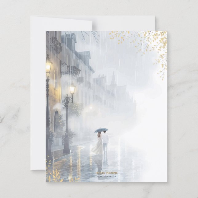 Romantisk regnrock - Elegant Stationery Papper (Framsida)