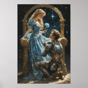 Romantisk riddare och prinsessa affisch
