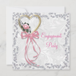 Romantisk Ro, Diamanter och Ribbon-Förlovning Inbjudningar