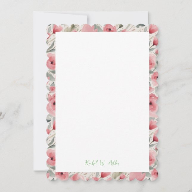 Romantisk Ro i Soft Rosa & Grönts Stationery Inbjudningar (Framsida)