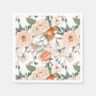 Romantisk ro peony eucalyptus peach kräm orange pappersservett