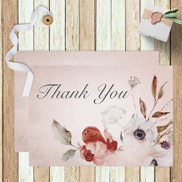 Romantisk Ro Rosa Blommigt Bröllop tackkort Tack Kort