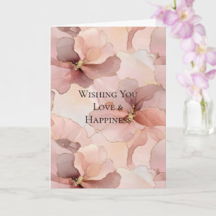 Romantisk Ro Rosa Guld Blommigt Bröllop Kort