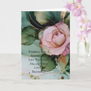 Romantisk Ro Rosa Guld  Blommigt Bröllop Kort