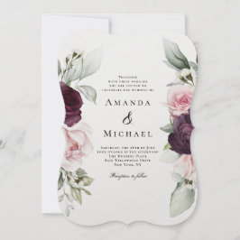 Romantisk Ro Watercolor Botanical Bröllop Inbjudningar