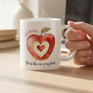 Romantisk Röd Äpple Hjärtan Alla Hjärtans Dag Kaffemugg