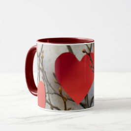 Romantisk röd hjärtaccent kaffemugg | Söt kärlek