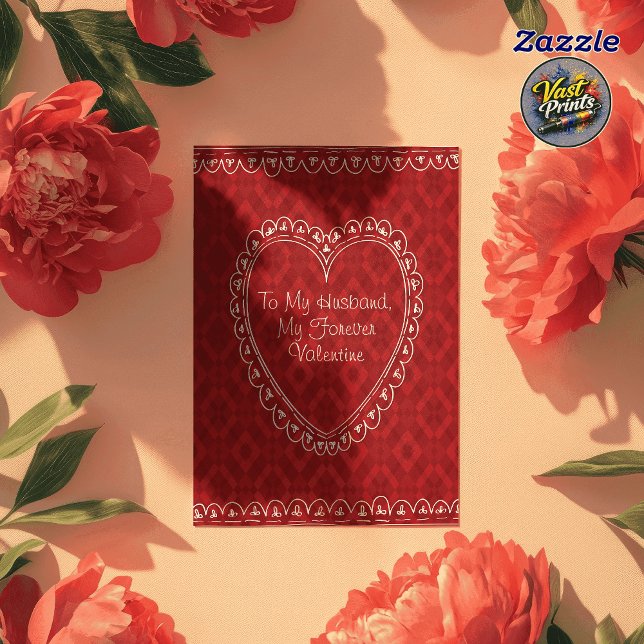 Romantisk Röd Hjärtmake Alla Hjärtans Dag Kort (Romantic Red Heart Husband Valentine's Day Card
)