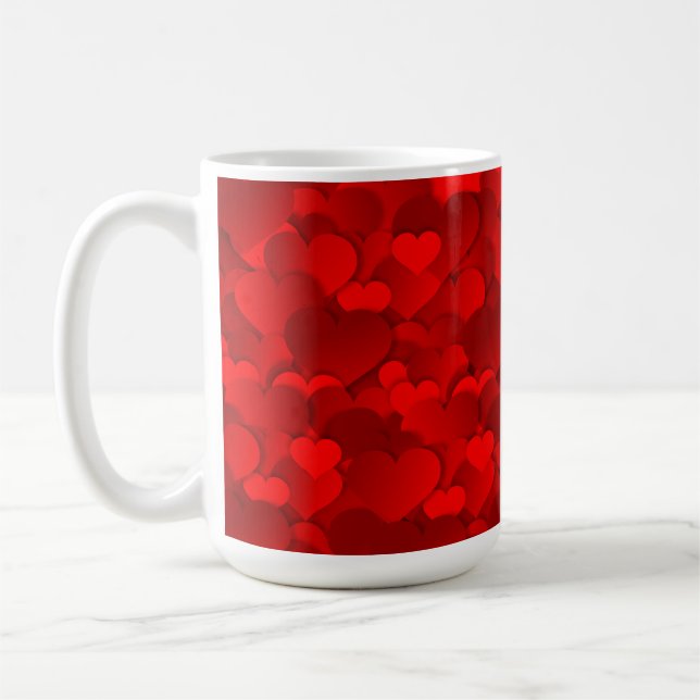 Romantisk röd hjärttextur mönster kaffemugg (Vänster)