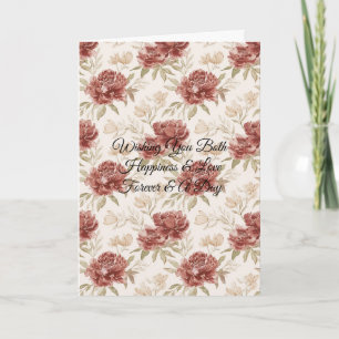 Romantisk röd kräm blommande bröllop kort