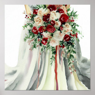 Romantisk röd, Möhippa Cascading Bouquet (1) Poster