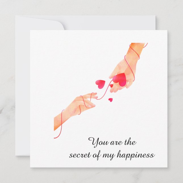 "Romantisk röd ödesbandstråd händer och hjärtan –  Inbjudningar (Framsida)