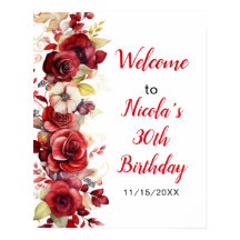 Romantisk Röd ros Blommigt Födelsedagsfest