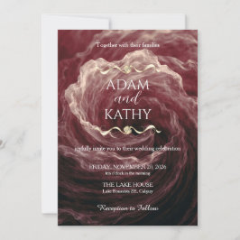 Romantisk Röd Ros Burgunder Röd Bröllopsinbjudan Inbjudningar