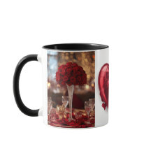 Romantisk röd ros kärlek Valentine varmdrink kaffe